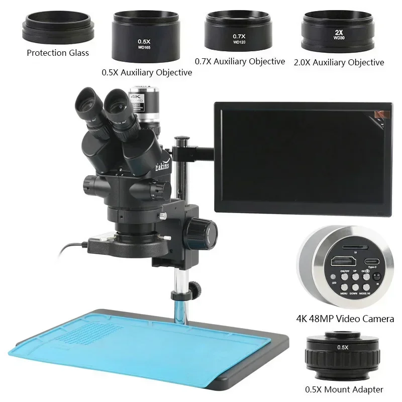 Simul البؤري ثلاثي العينيات مج - مراجعة Trinocular Stereo Microscope 7X-45X وسعره