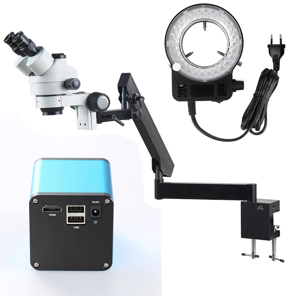 ميكروسكوب ستيريو ثلاثي العدسات - مراجعة Trinocular Stereo Microscope 7X-45X وسعره