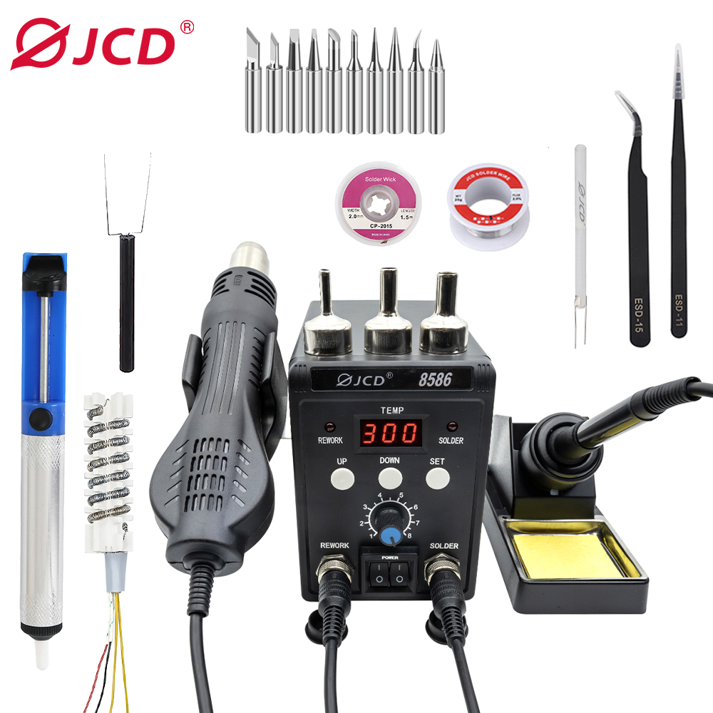 محطة لحام رقمية JCD 750W 8586  - مراجعة 2 In 1 Soldering Rework Station 750W وسعره