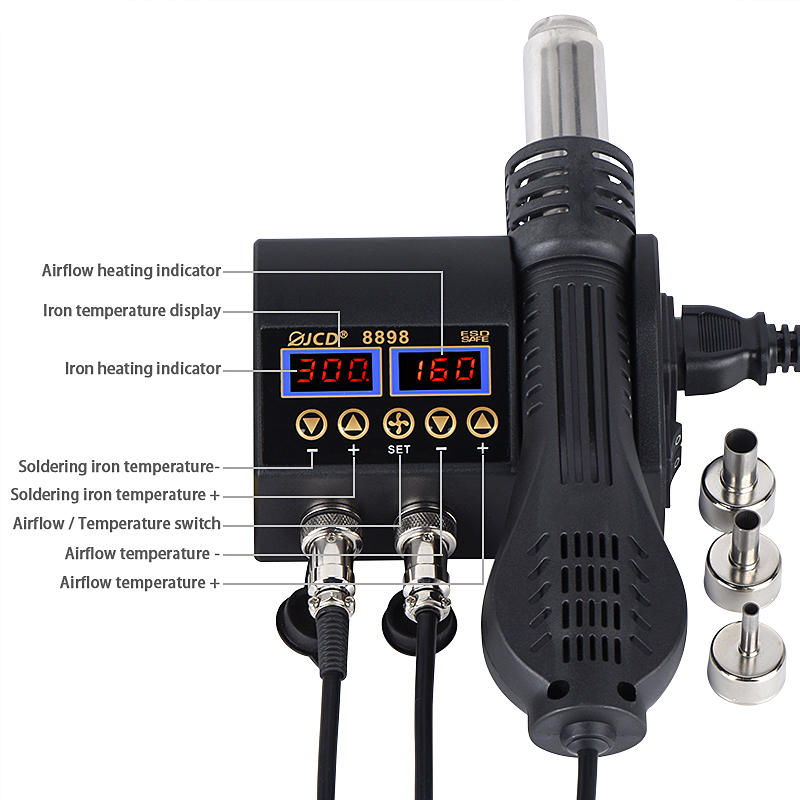 جهاز لحام رقمي JCD 8898‑16 بقو - مراجعة 2 In 1 Soldering Rework Station 750W وسعره